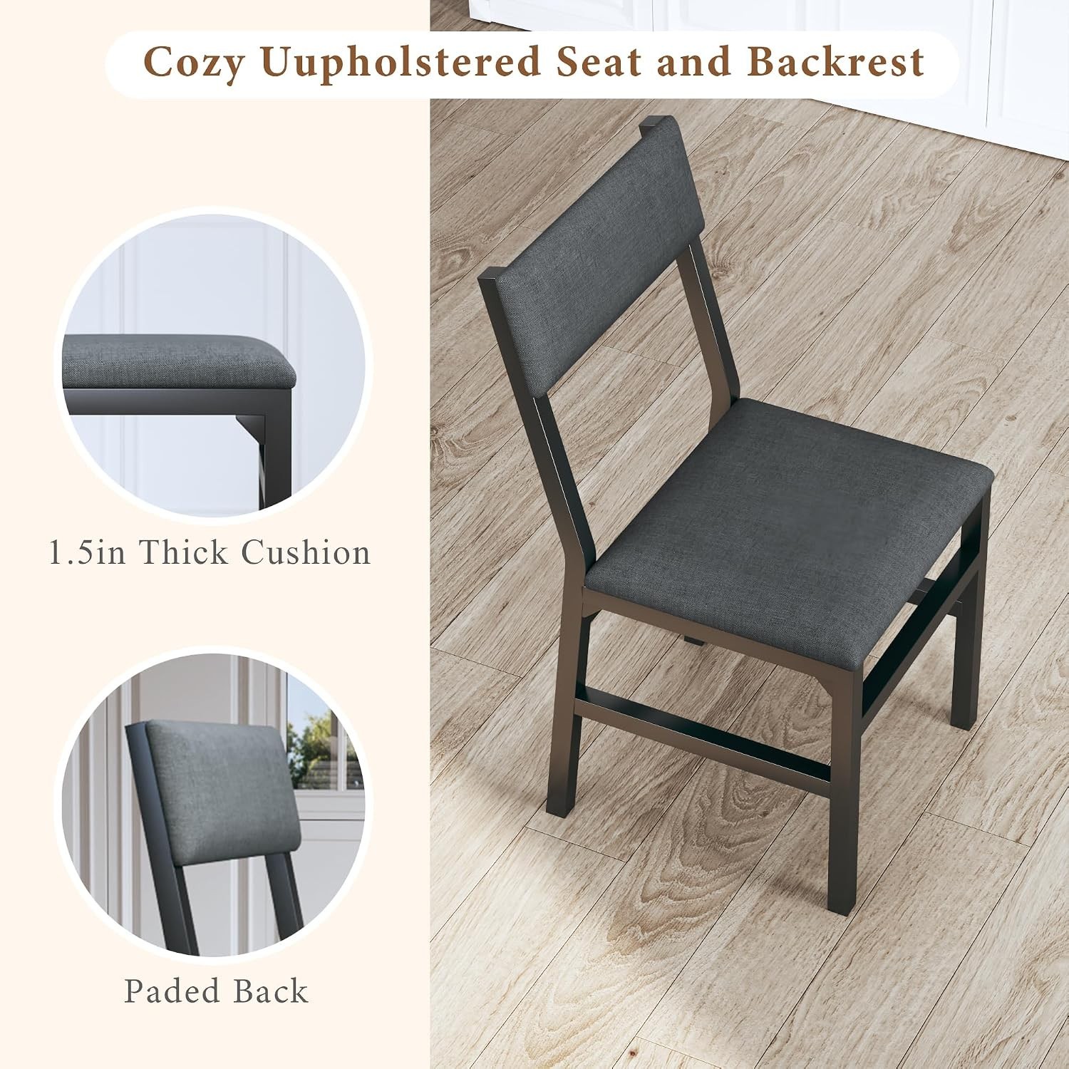 Rectangle Dining Table Chairs Set of 4 Extendable Kitchen Table Cushion Metal