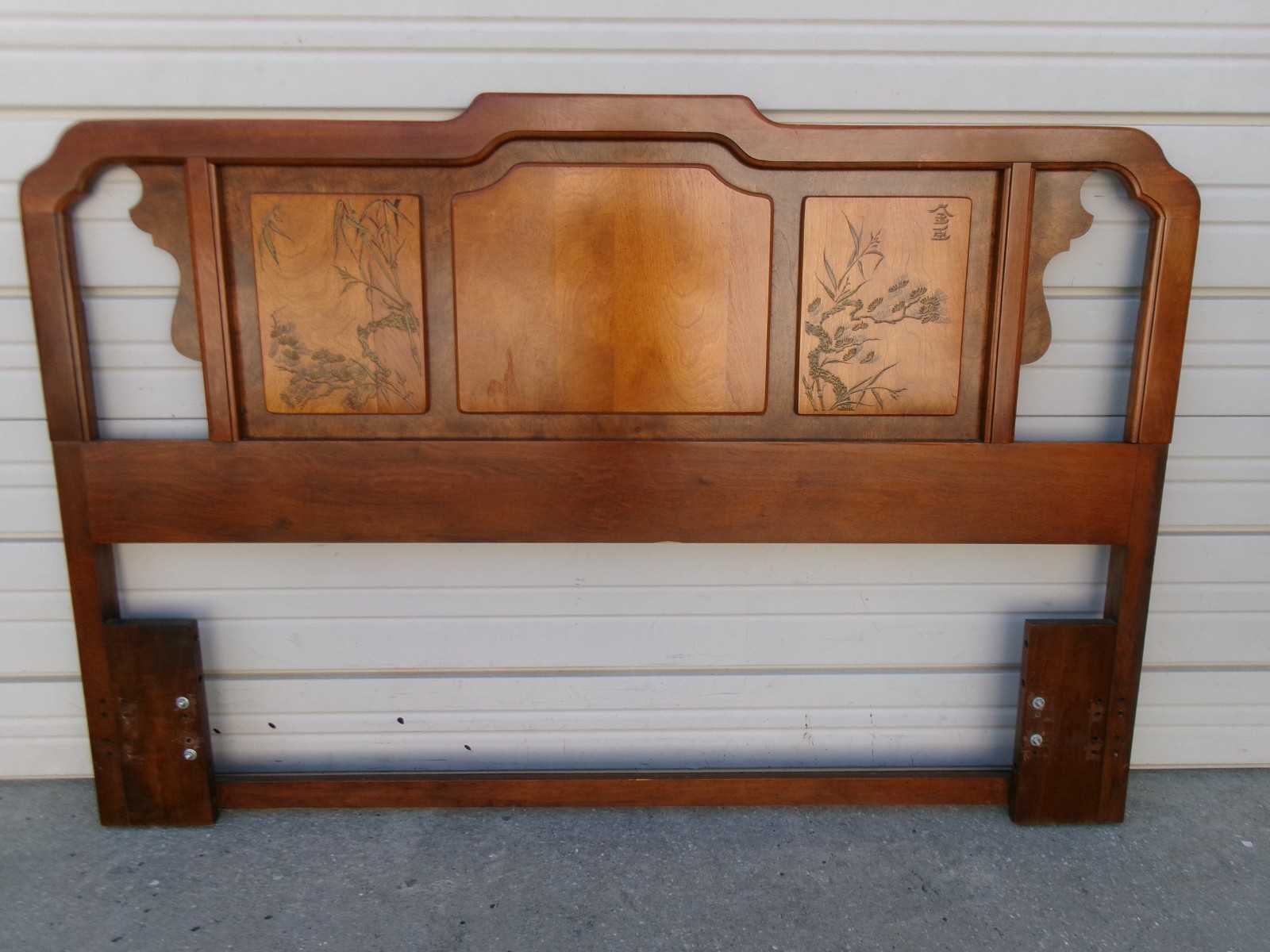 Asian Queen size Headboard Bassett Pagoda Chinoiserie Mandarin Emperor Japanese