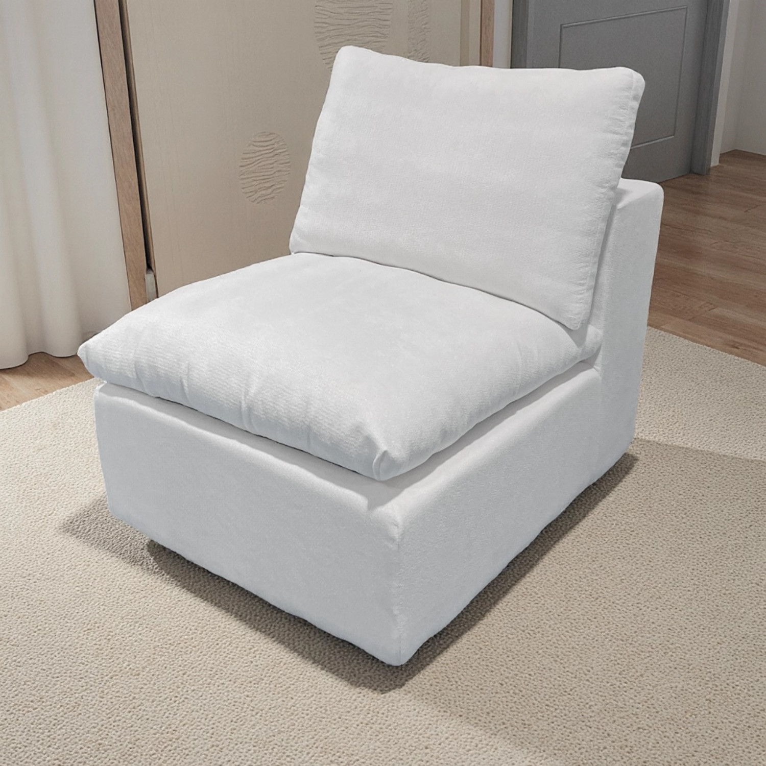No Assembly Required Oversized Deep Seat Armless Fabric Modular Sectional Sofa