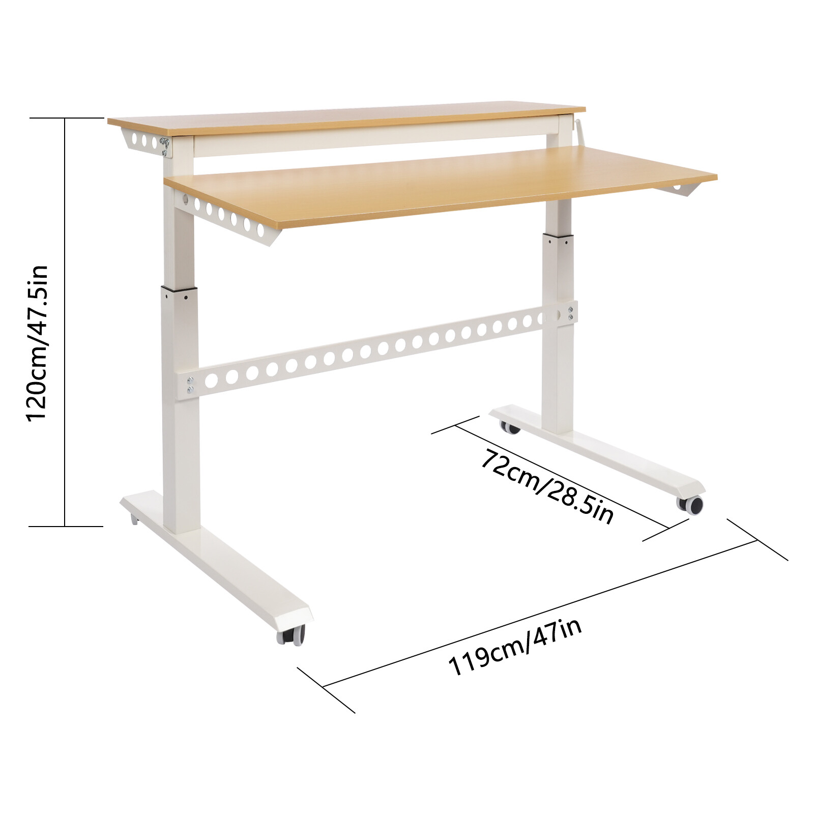 Home Office Height Adjustable Standing Desk Computer Desk w/ Wheels 47″x 28.5″