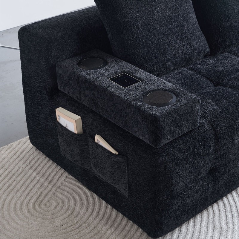 Modern Style L-Shaped Sectional Sofa with USB Ports Bluetooth Speaker 102