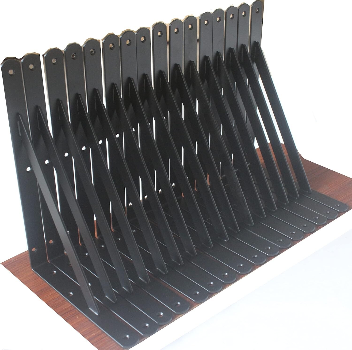 Rustic Black Metal Shelf Brackets – 240 lb Capacity, 20 Pack of 11″ x 8″