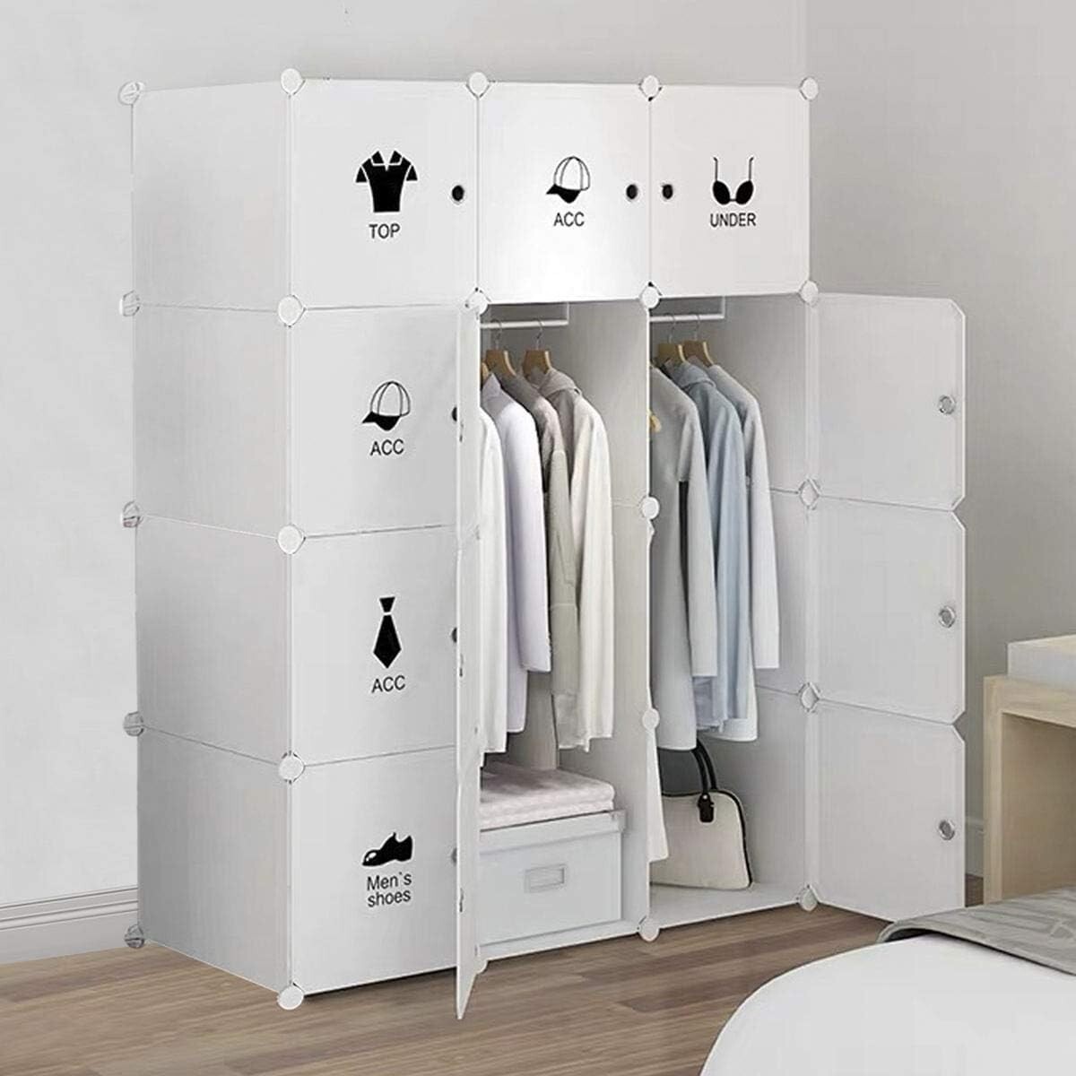 Wardrobe wardrobe system modular clothes 12 cubes white b288