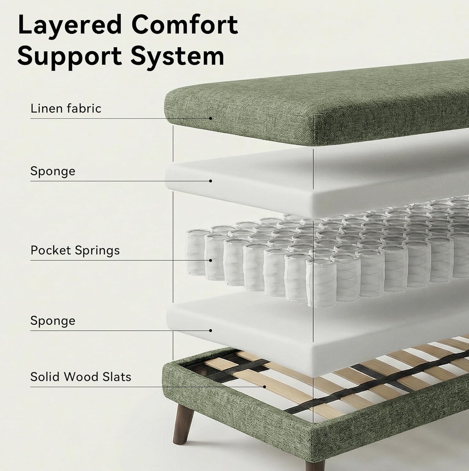 65 W Loveseat Sofa Mid Century Modern Button Tufted Upholstered Couch Green