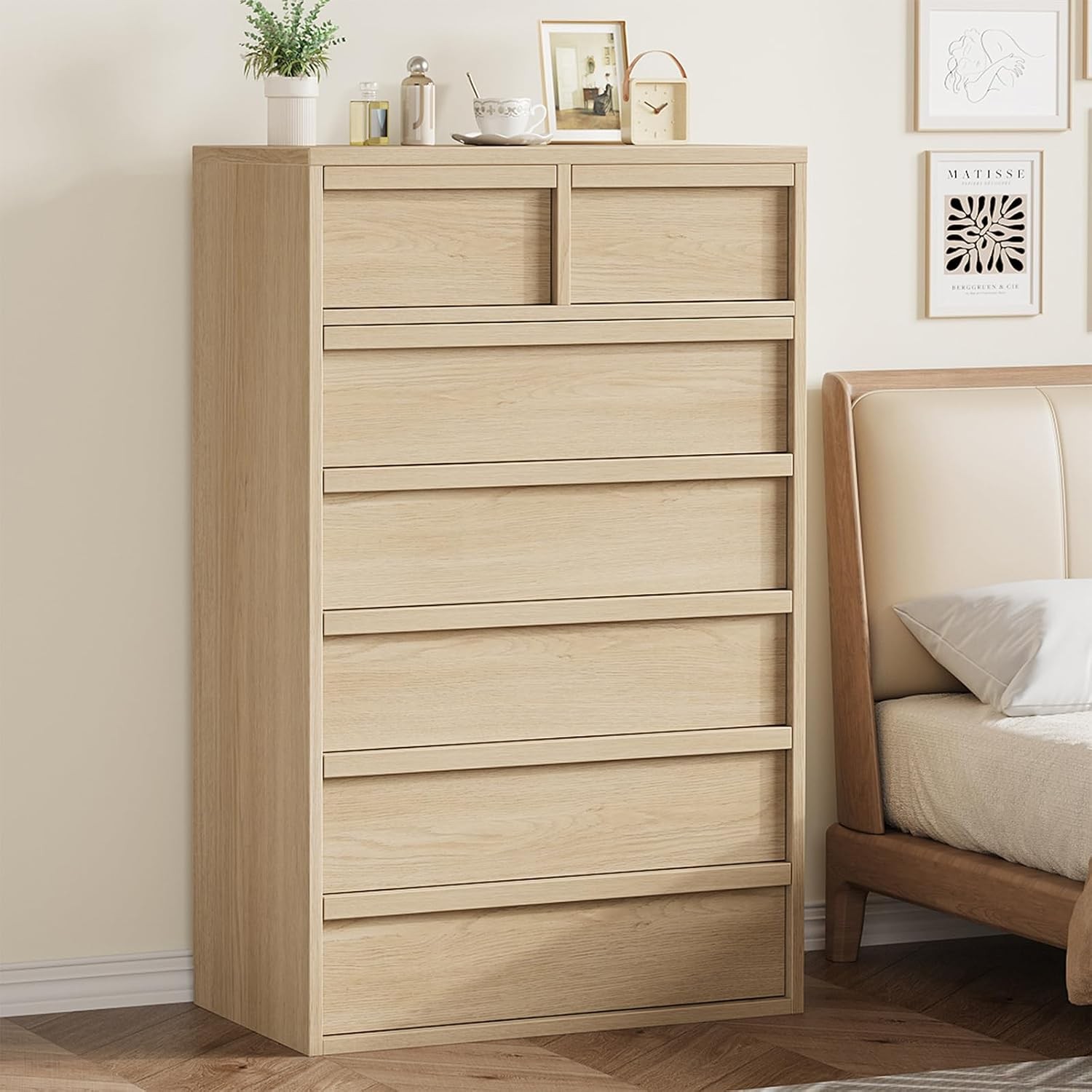 3/4/5/7/Drawer Dresser for Bedroom Handle Free Chest of Drawers Storage Cabinet