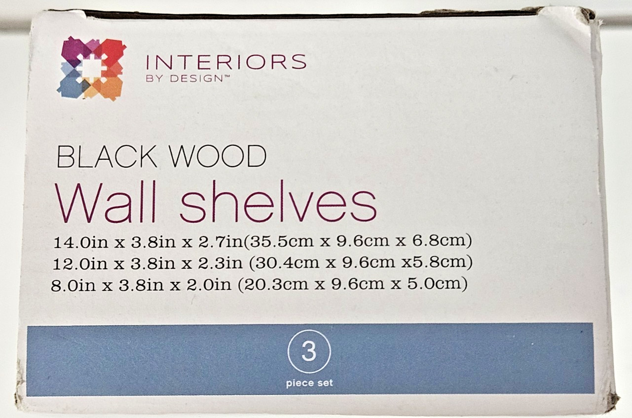 Interiors by Design Black Wood Wall Shelves 3 Pc Set Floating Shelf MDF