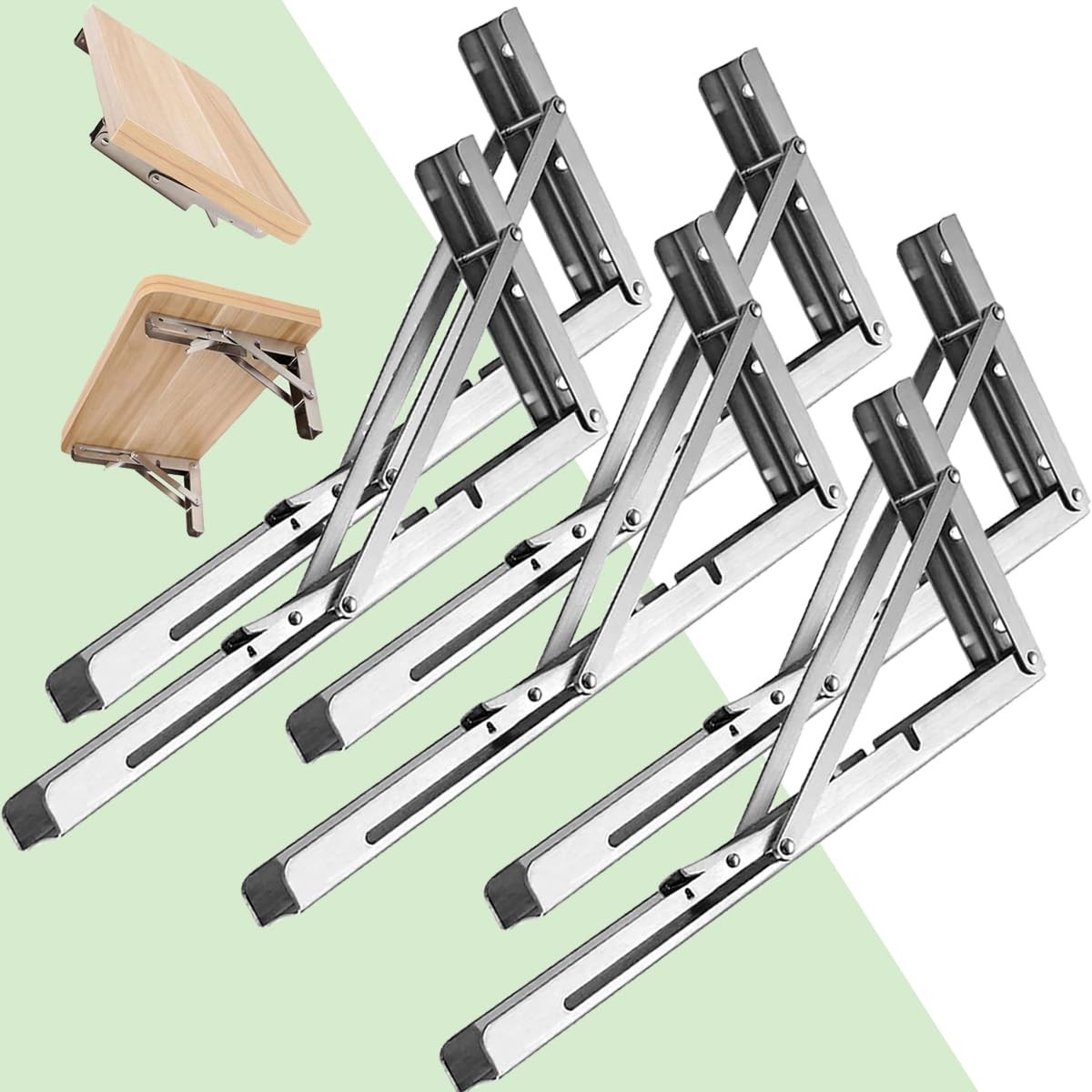 6 PCS 16 Inch Folding Shelf Bracket Heavy Duty Collapsible Mount 250 Lb