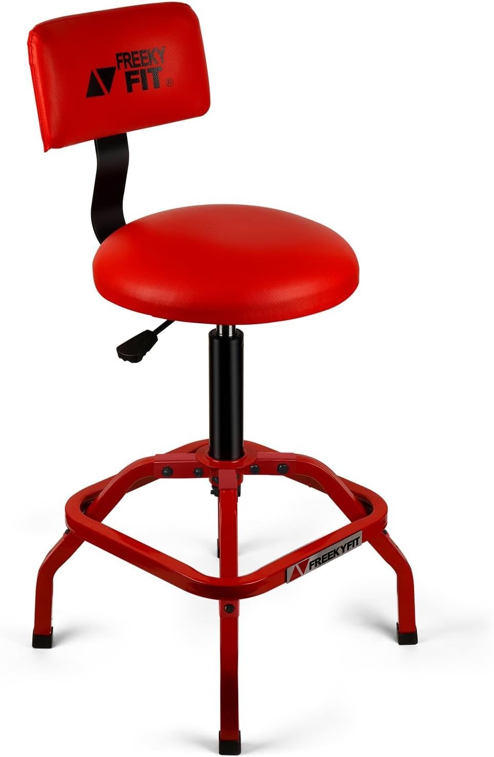 Adjustable Shop Stool with Backrest, 360° Swivel, Heavy Duty, 300 LBS Capacity