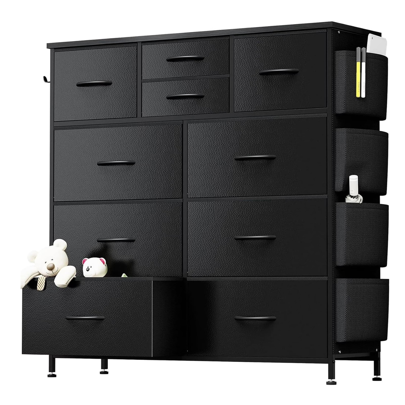10 Drawers Dresser Storage with Fabric Dresser Tower & Side Bag Storage Units