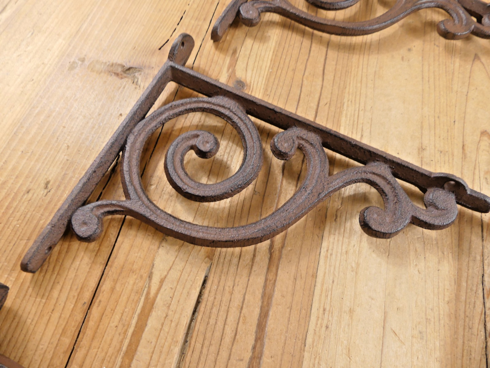 6 Large Shelf Brackets Braces Wall Mount Hook Cast Iron Garden Corbels Rustic