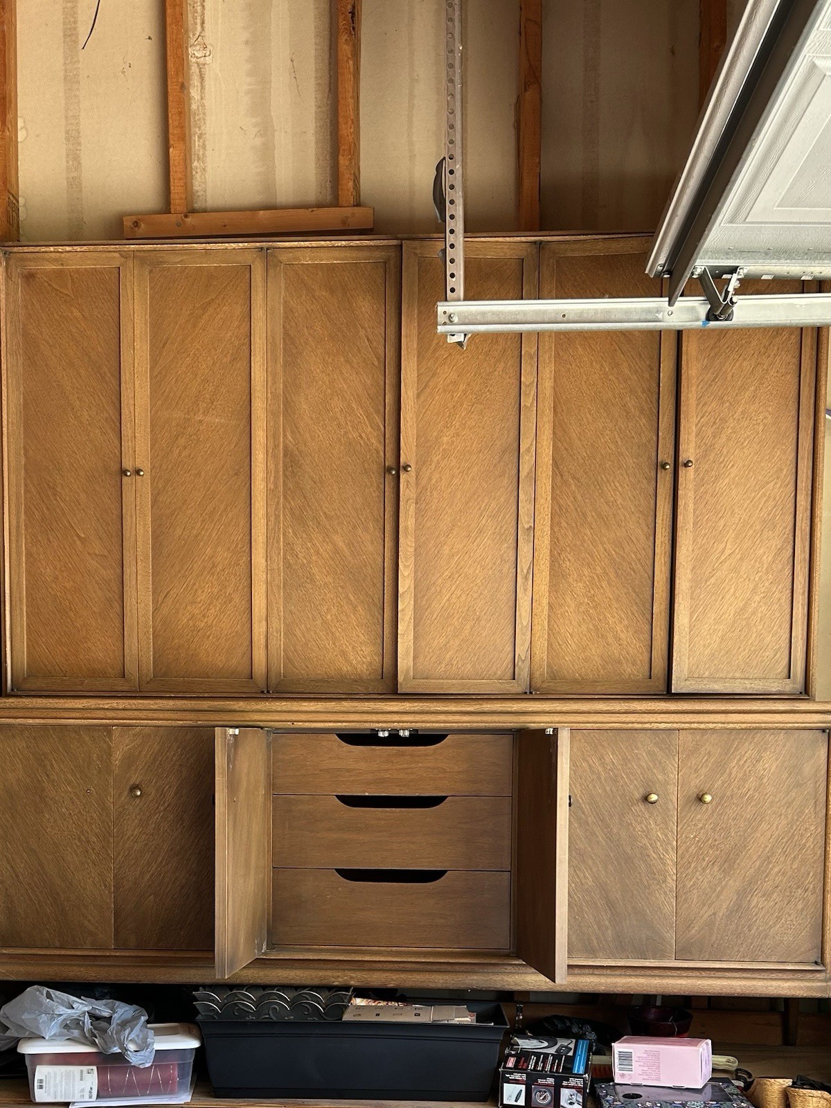 Facade Mount Airy Wood Storage Cabinet w/ Doors & Drawers, Brown Medium Tone