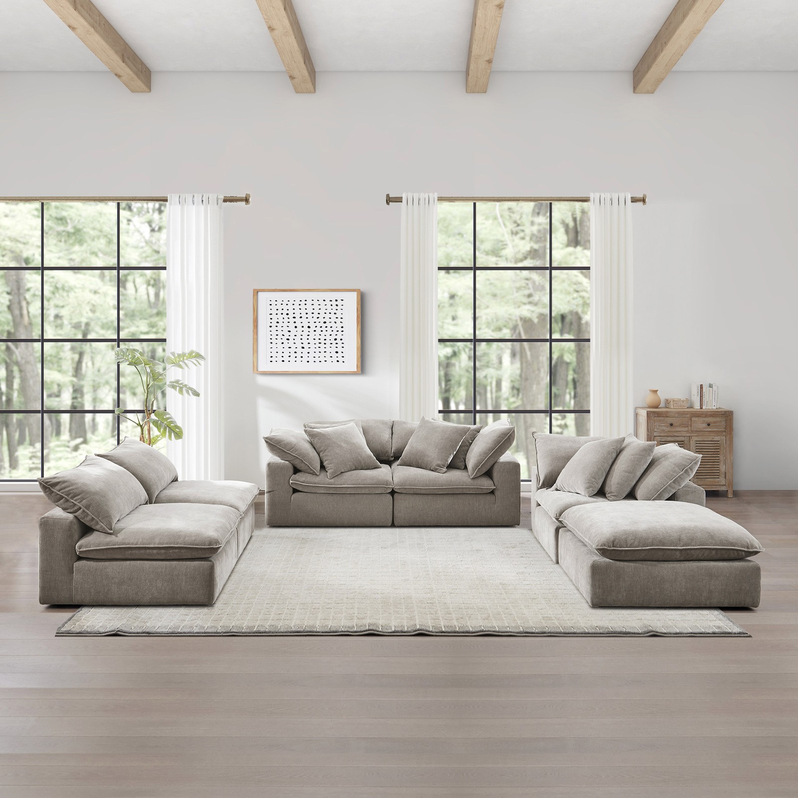 Sereen 6-piece Fabric Modular Sectional Taupe NEW FREE SHIPPING USA ONLY