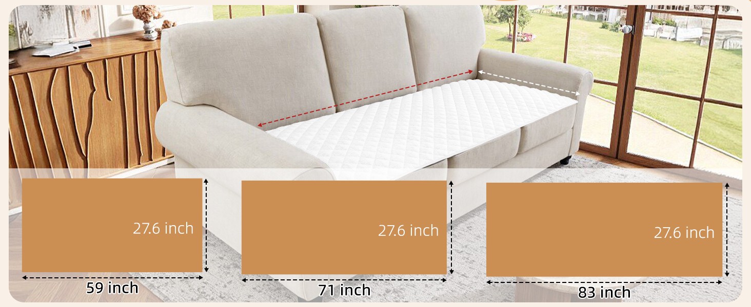 Dog Couch Cover for Sofa 100% Waterproof Faux Linen Sofa Covers for 3 Cushion