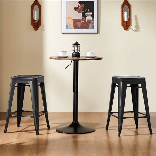Metal Bar stools 24” Counter Height Kitchen Bar Chairs Set of 4 Stackable Black