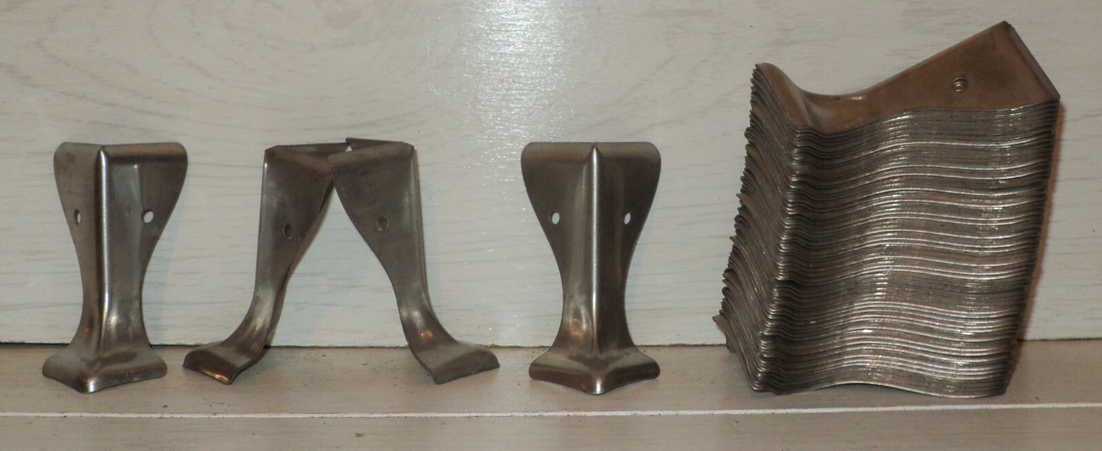 4 Vintage Stainless Steel Chair Table Leg Feet Caps Tips