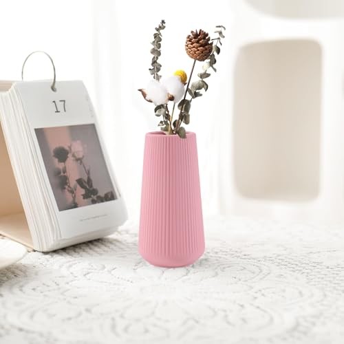 Ceramic Vase, Small Cute Flower Vase for Pampas Grass, Home, Living All Pink