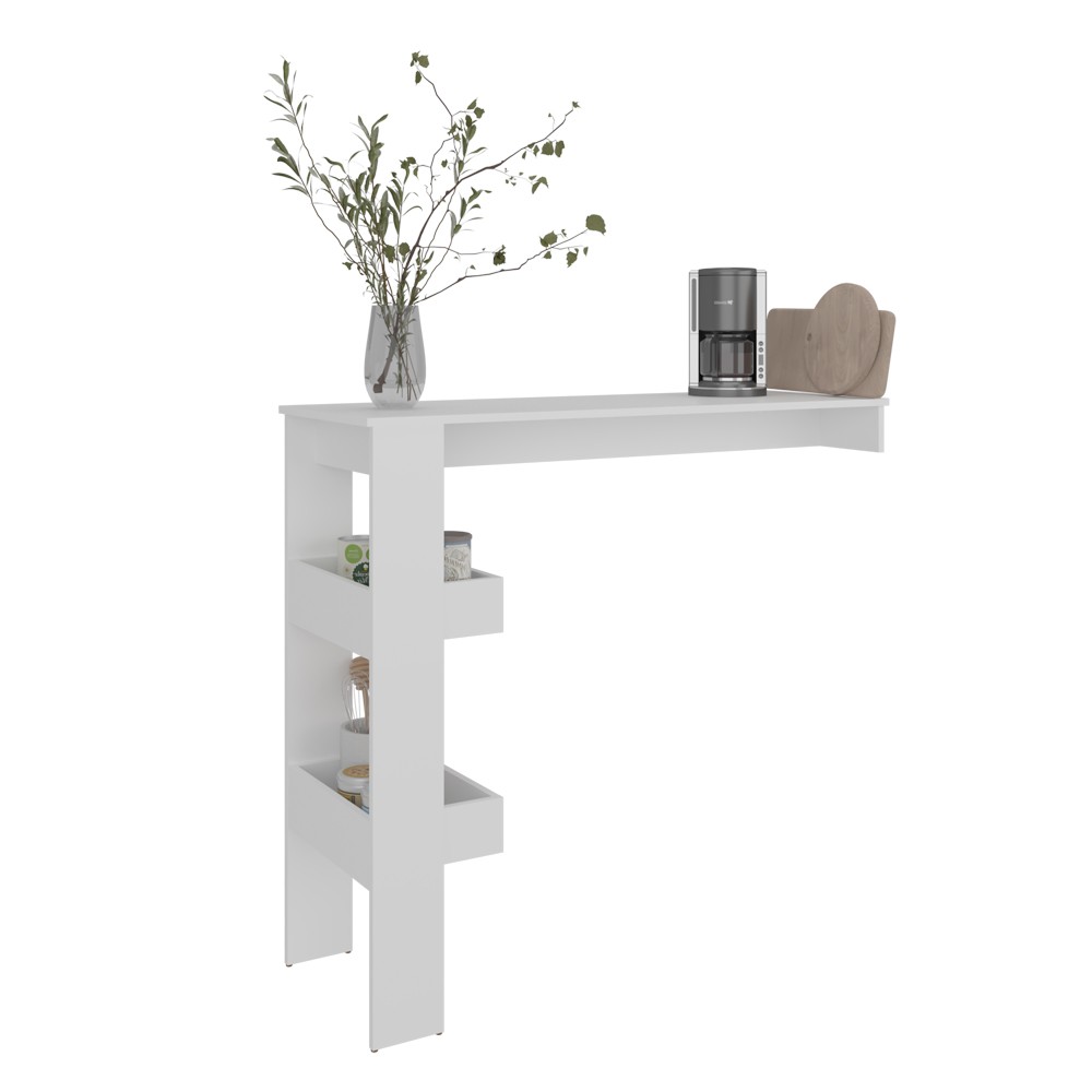 White Modern Othello Kitchen Table with Storage Shelves