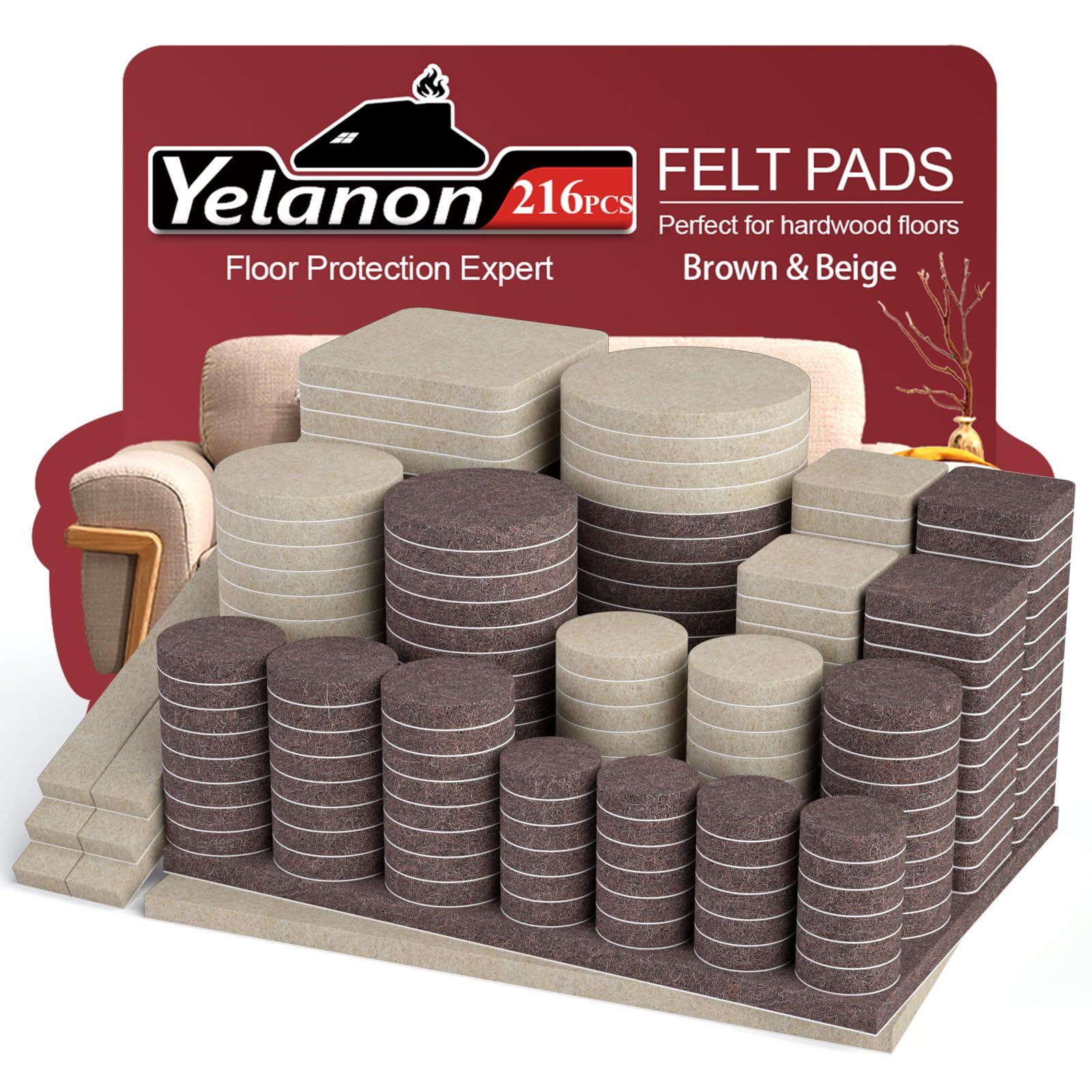 Felt Furniture Pads for Hardwood Floors -216 Pcs Premium Felt Pads for Chair Leg