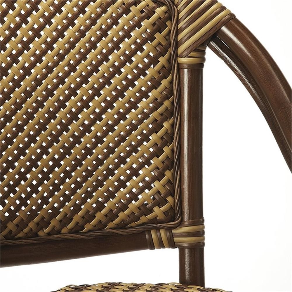 Beaumont Lane 29.75″ Transitional Rattan Bar Stool in Distressed Brown