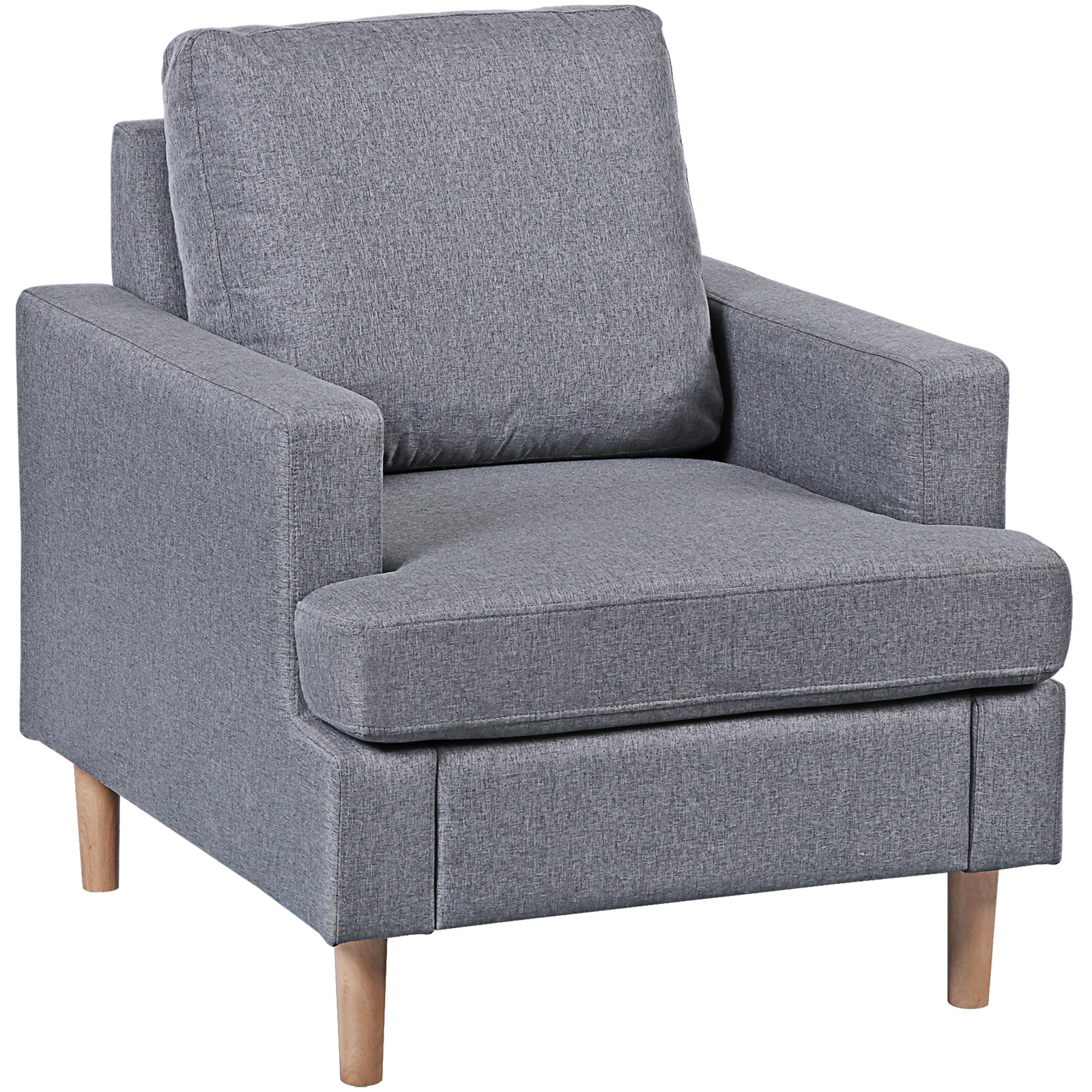 Accent Chair Modern Linen Fabric Armchair Upholstered Single Sofa Chair Gray