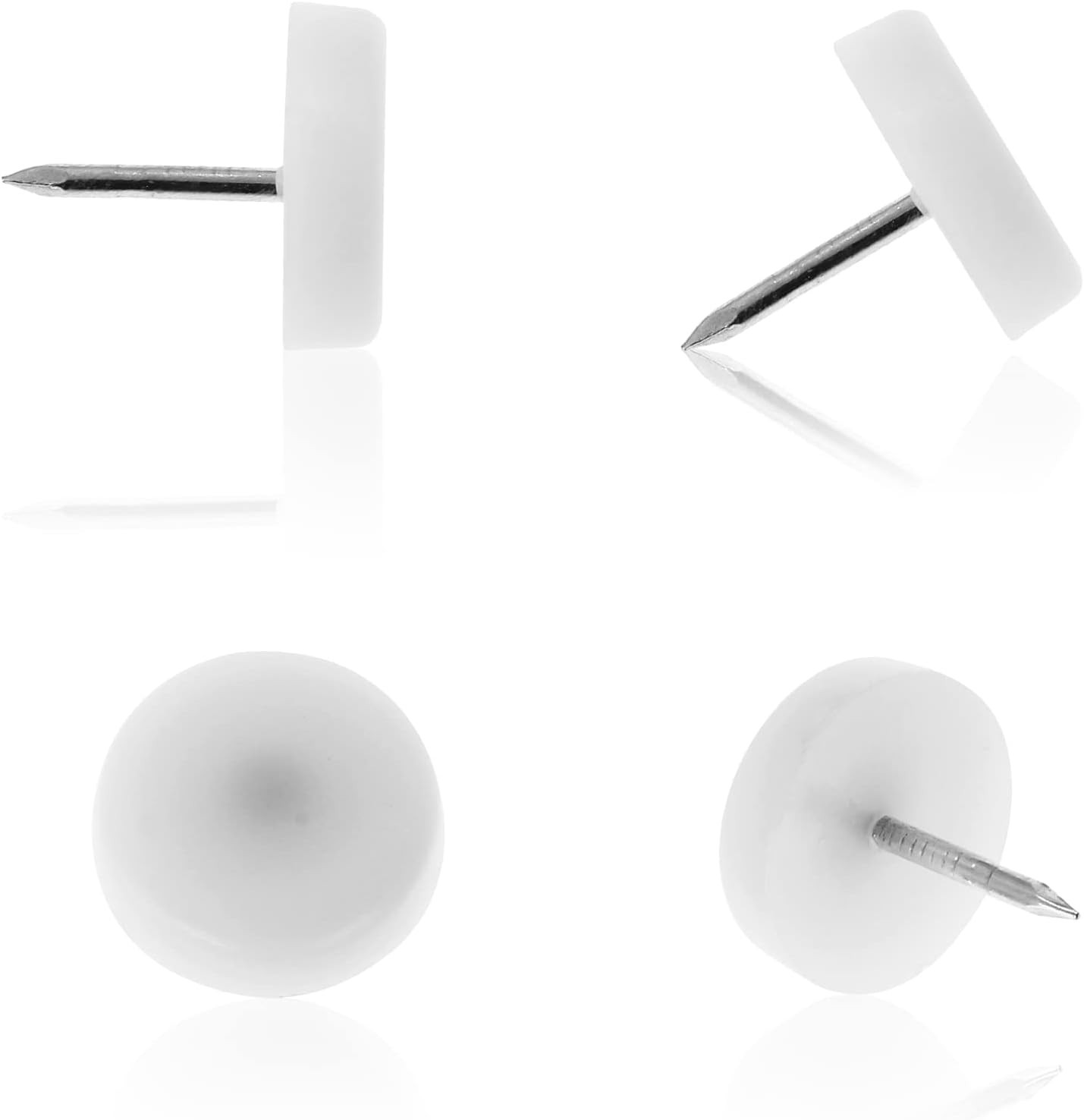 40 PCS Nail in Furniture Glides 18mm Nylon Chair Glides for Wood Floors White