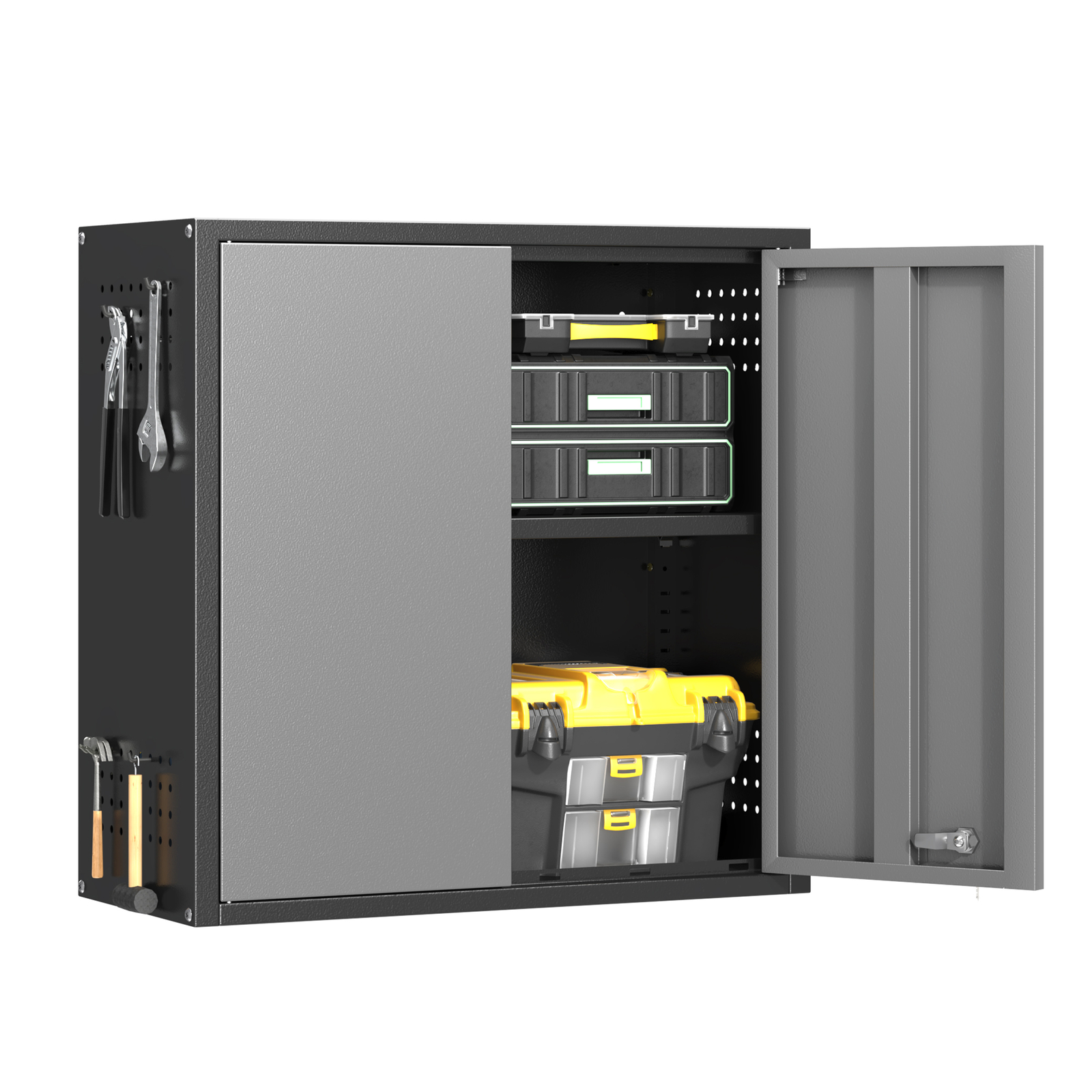 Garage Wall Cabinet with Lock Metal Wall Storage Cabinet with Adjustable Shelf