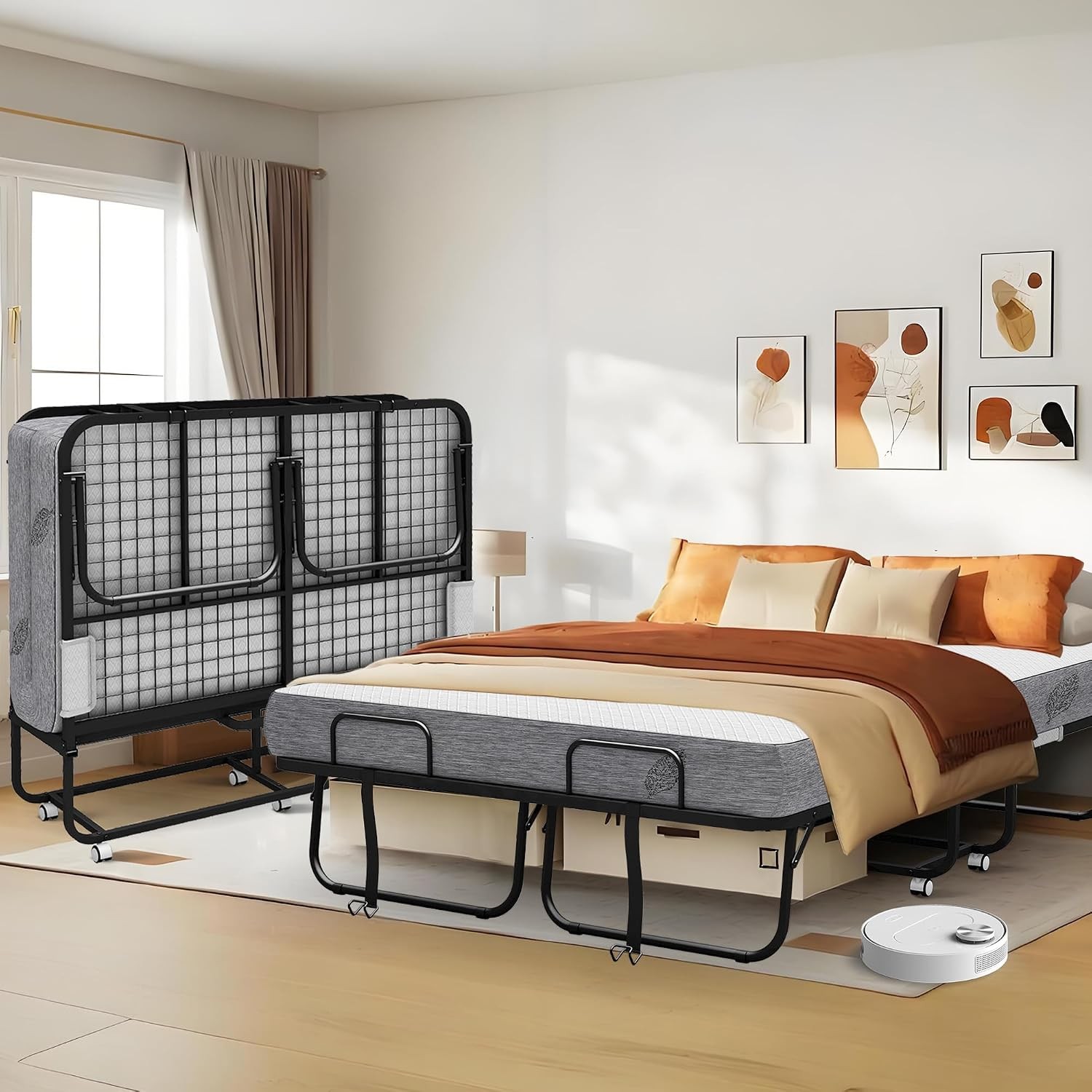Folding Bed with Mattress Full Size 75 X 54 inch for Adults Extra Large
