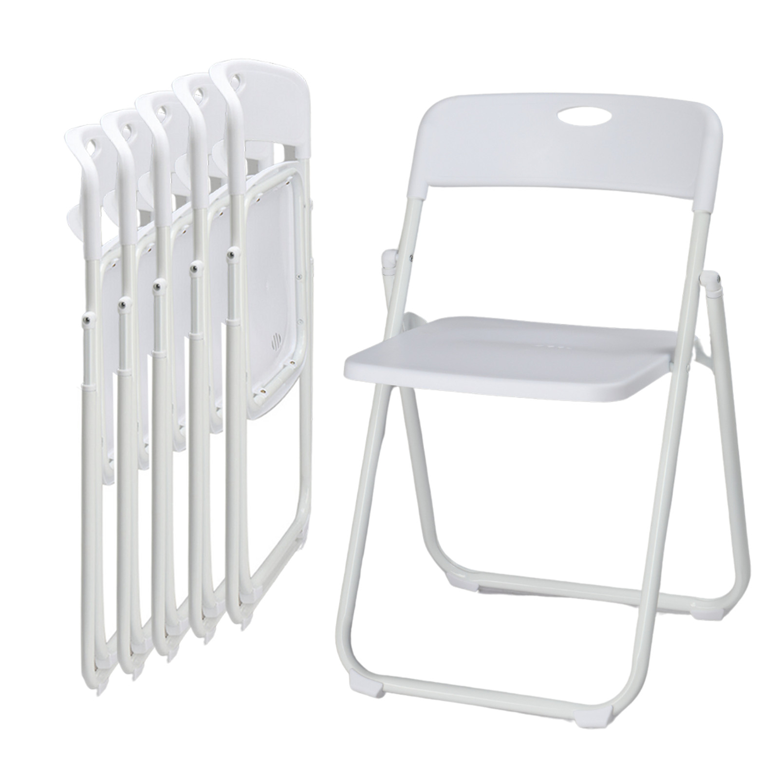 Garden 6 PCS Plastic Folding Chair White 280LBS Weight Capacity Comfortable Seat