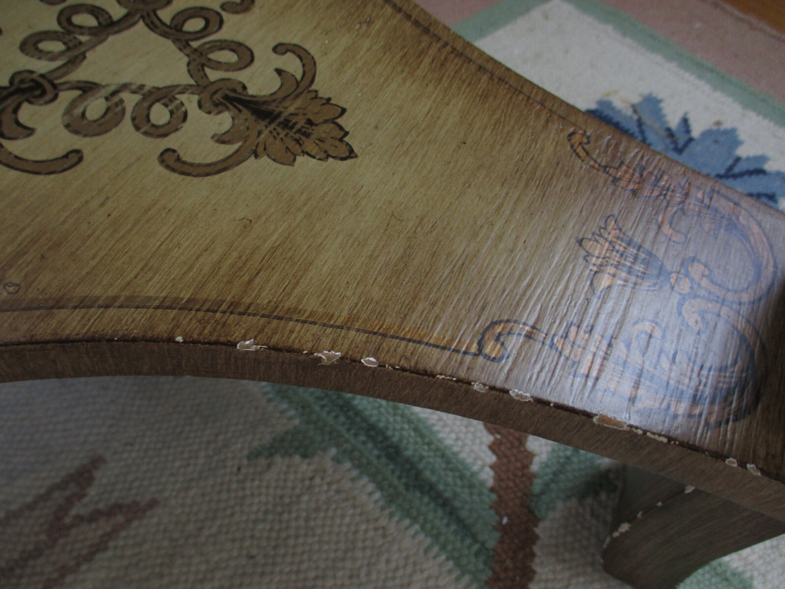 BOMBAY COMPANY French Fleur-De-Lis Accent Table Painted w/ Drawer Vintage
