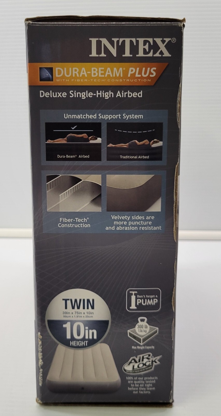 R) Intex Dura-Beam Plus Deluxe Twin Single High Airbed Air Mattress Bed