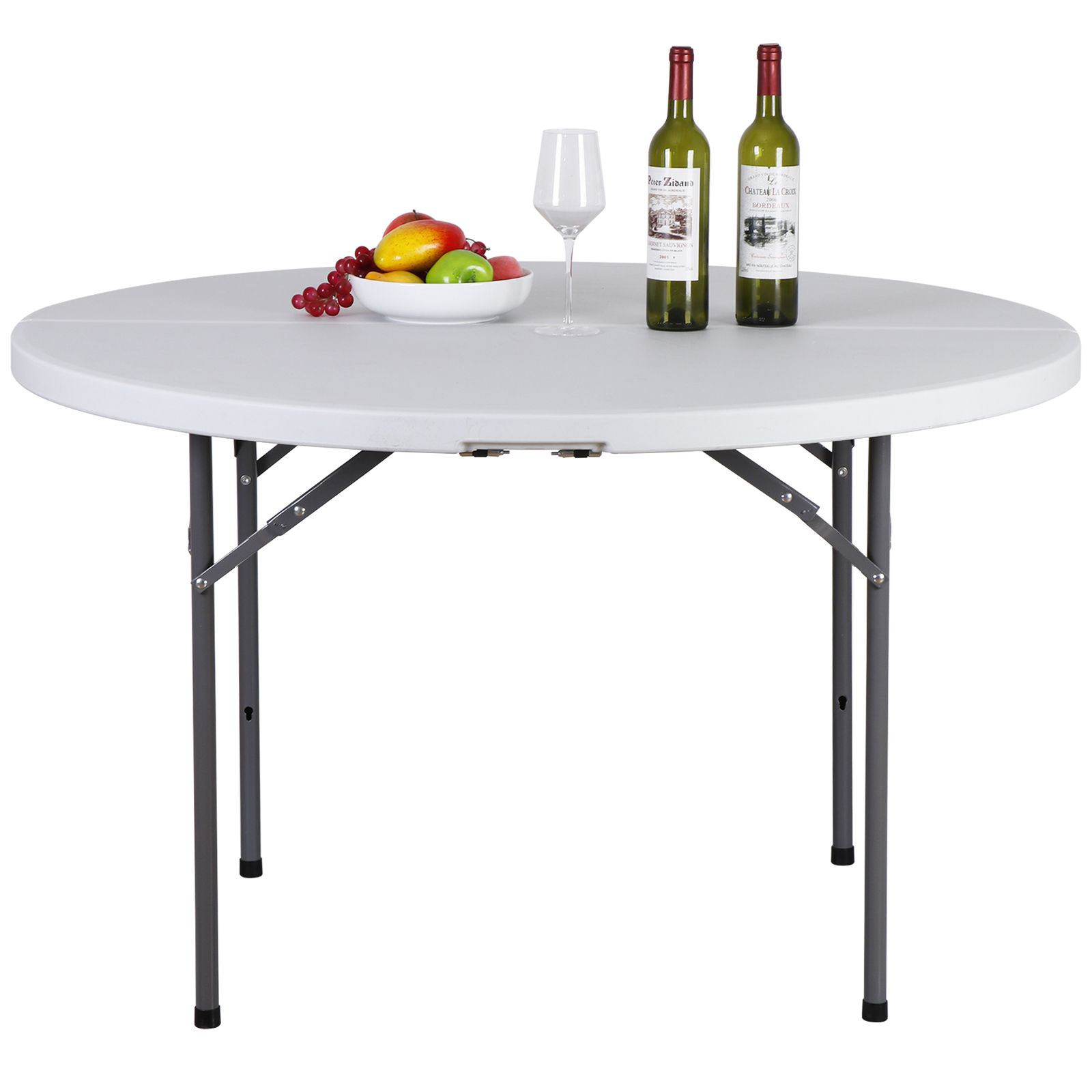 4 Ft Round Folding Camping Table White for Indoor Outdoor Party Banquet