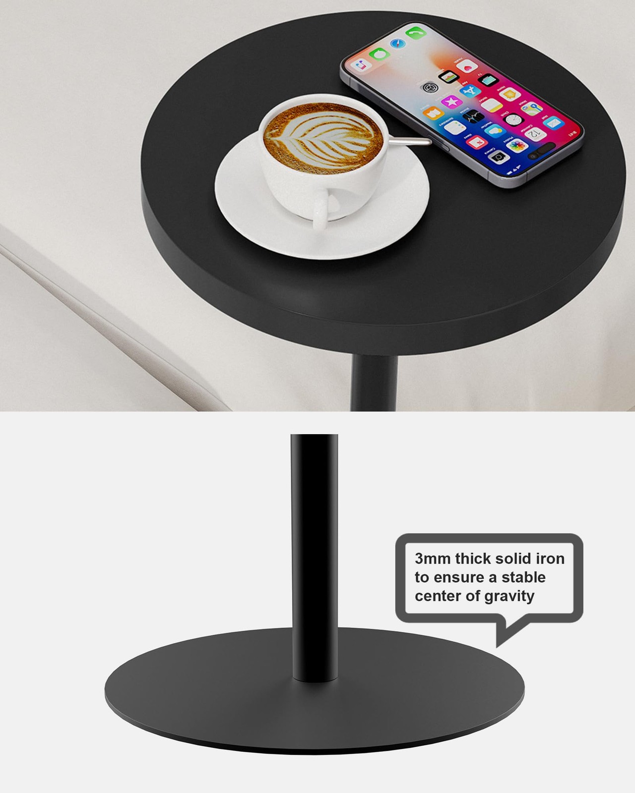 Tall Round Side Table Small End Table Pedestal Accent Drink Table Living Room…
