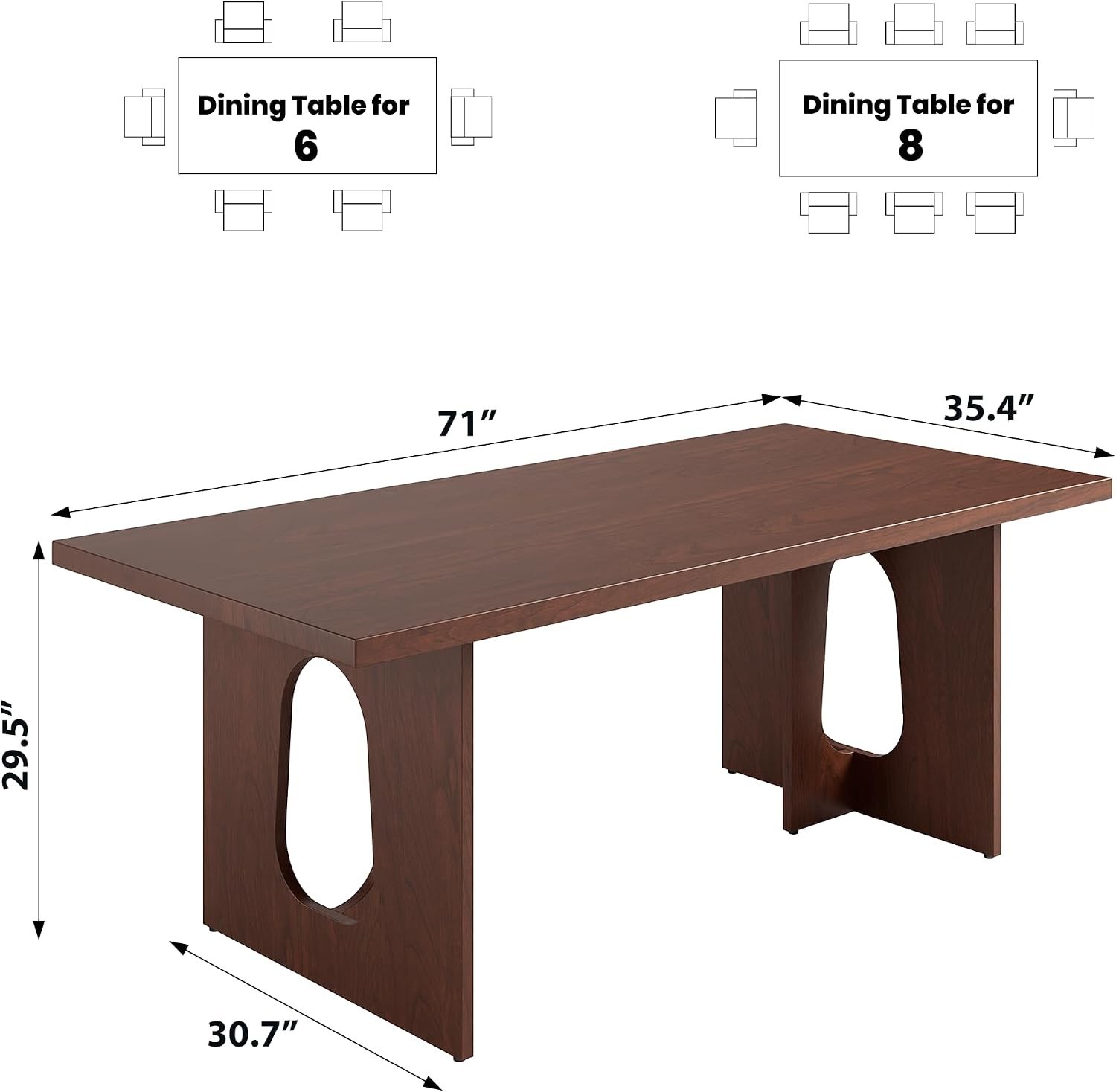 Dining Table Table for 6 8 People Long Kitchen Table Heavy Duty Pedestal Dinner