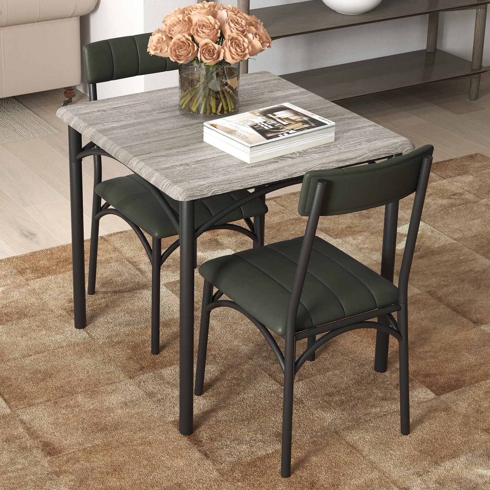 3-Piece Table and Chair Set ,Dining Room Table and 2 Chair Kitchen Table Set New