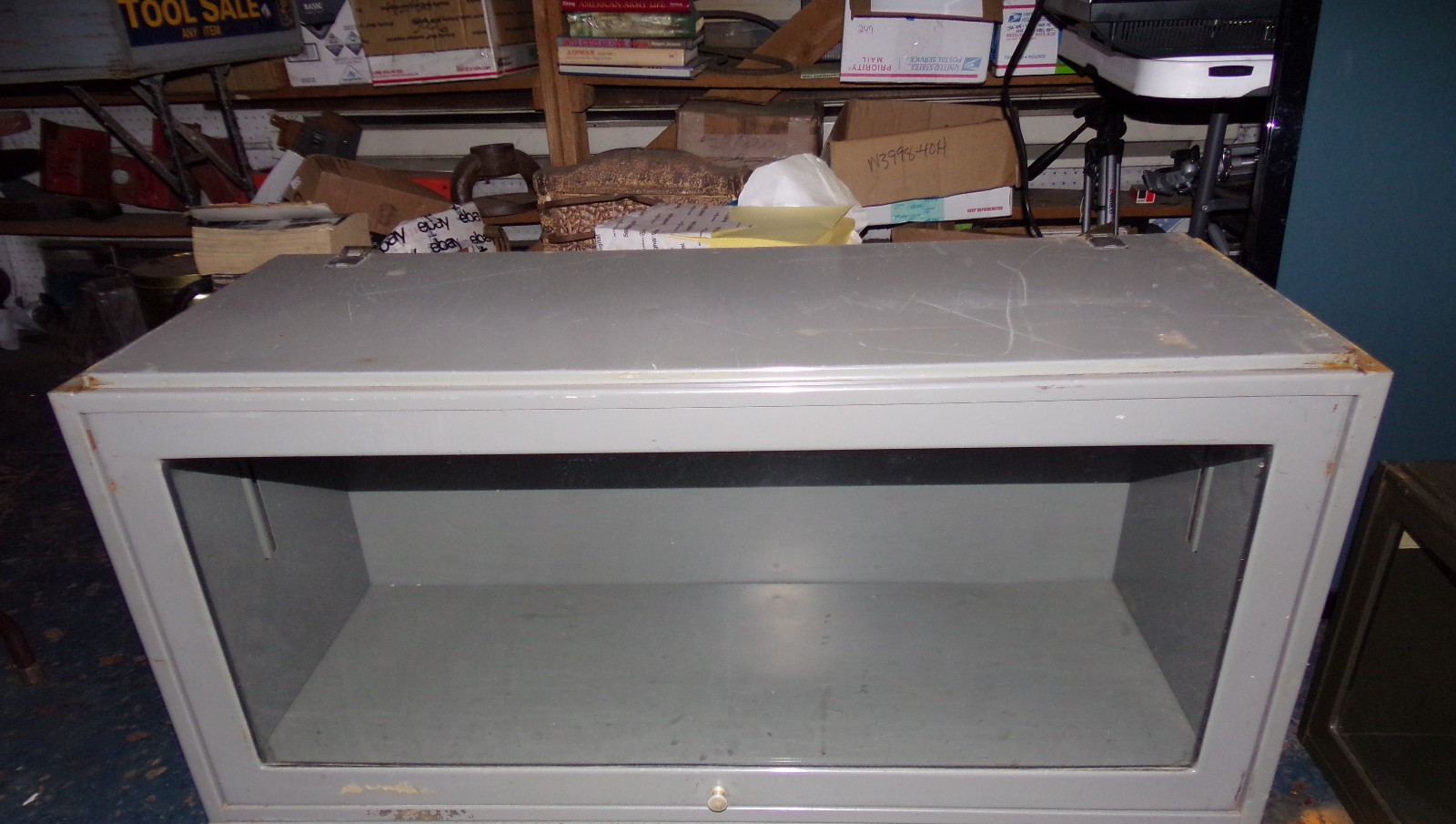 Vintage Globe Wernicke Metal Glass Door Cabinet, Measures 33″ x 15″ x 13″