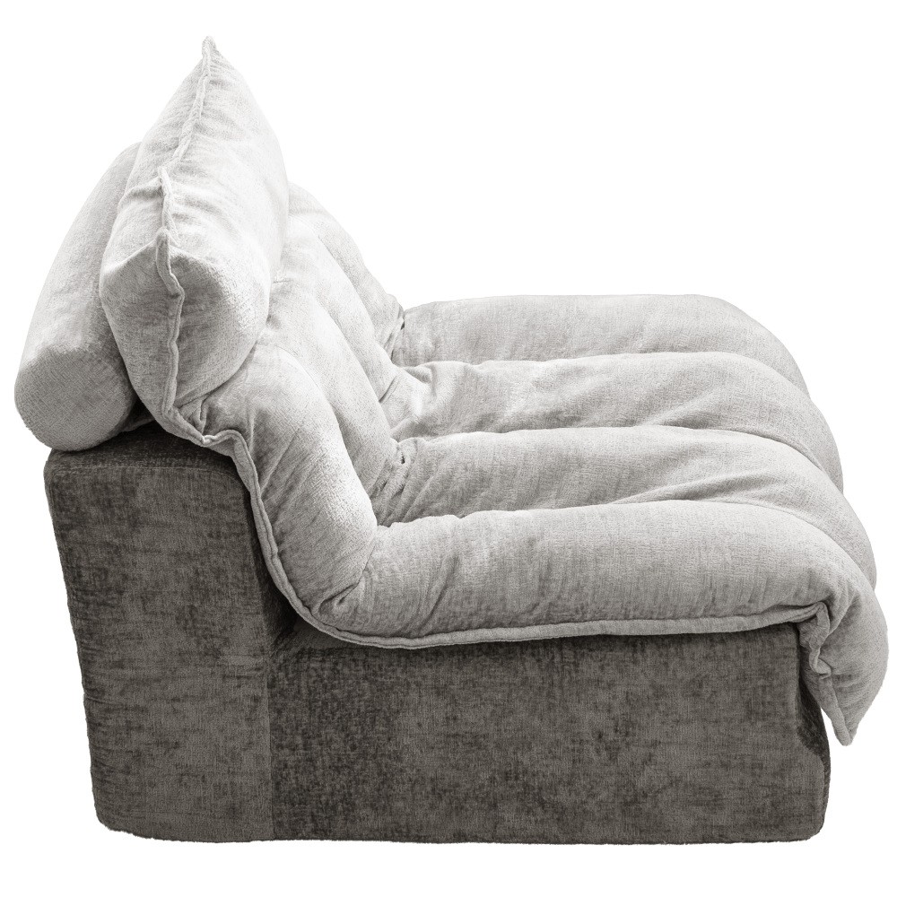 Gray Cloud Single Seat Sofa, Chenille Sectional Couch Double Layer Cushion