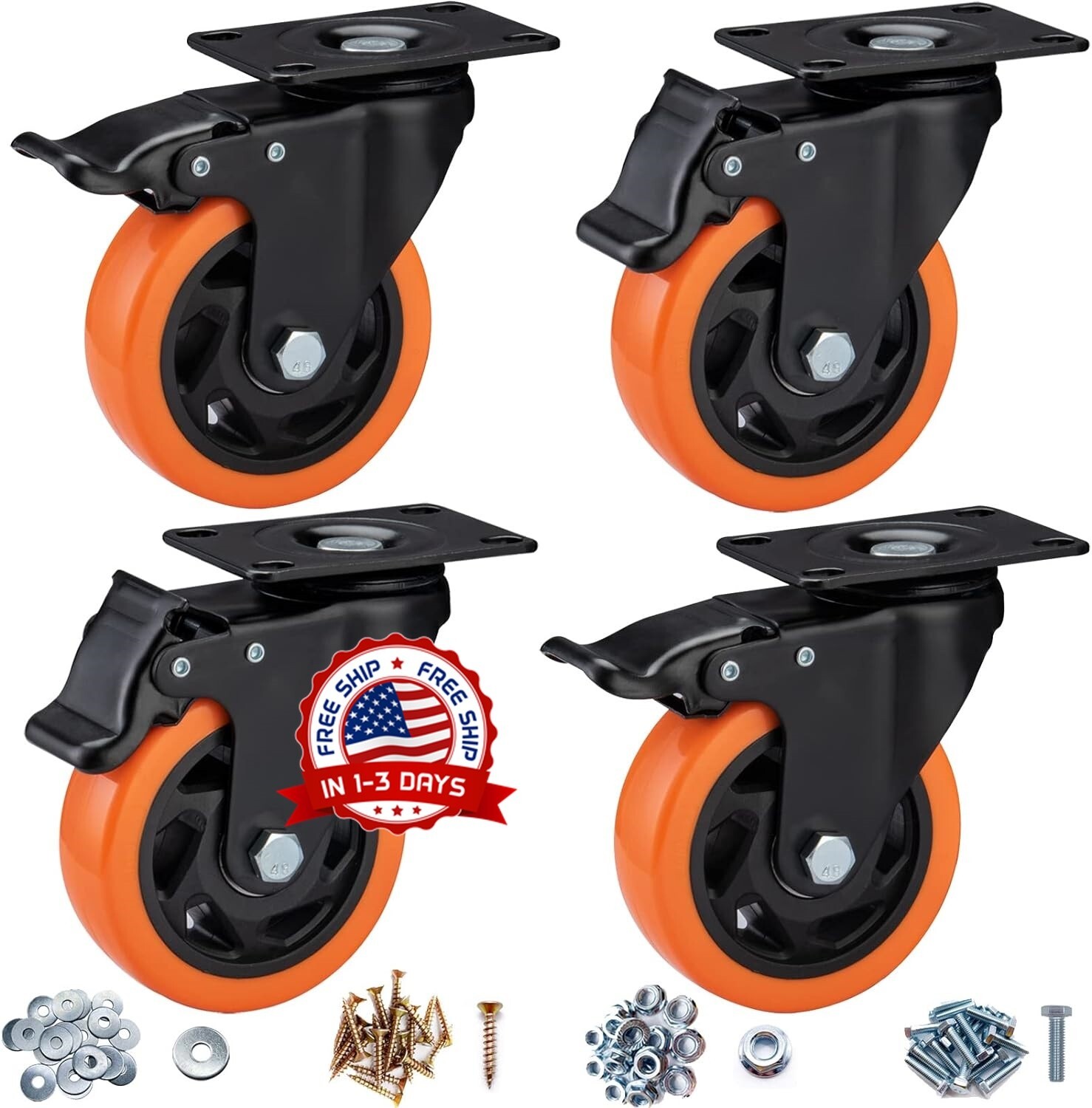 4 Workbench Casters 900Lbs EXTRA Heavy Duty Wheels Ruedas Para Banco De Trabajo