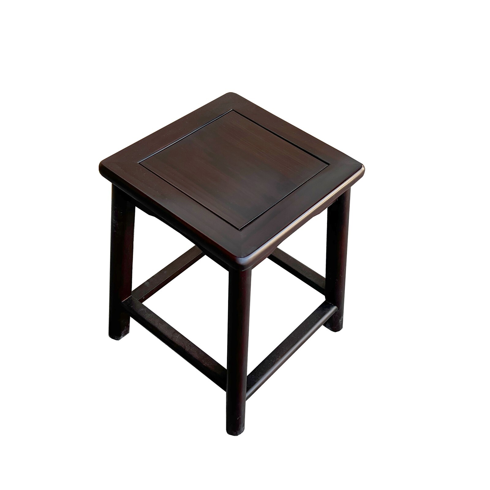 Chinese Oriental Brown Wood Ming Style Square Shape Stool Table cs7576