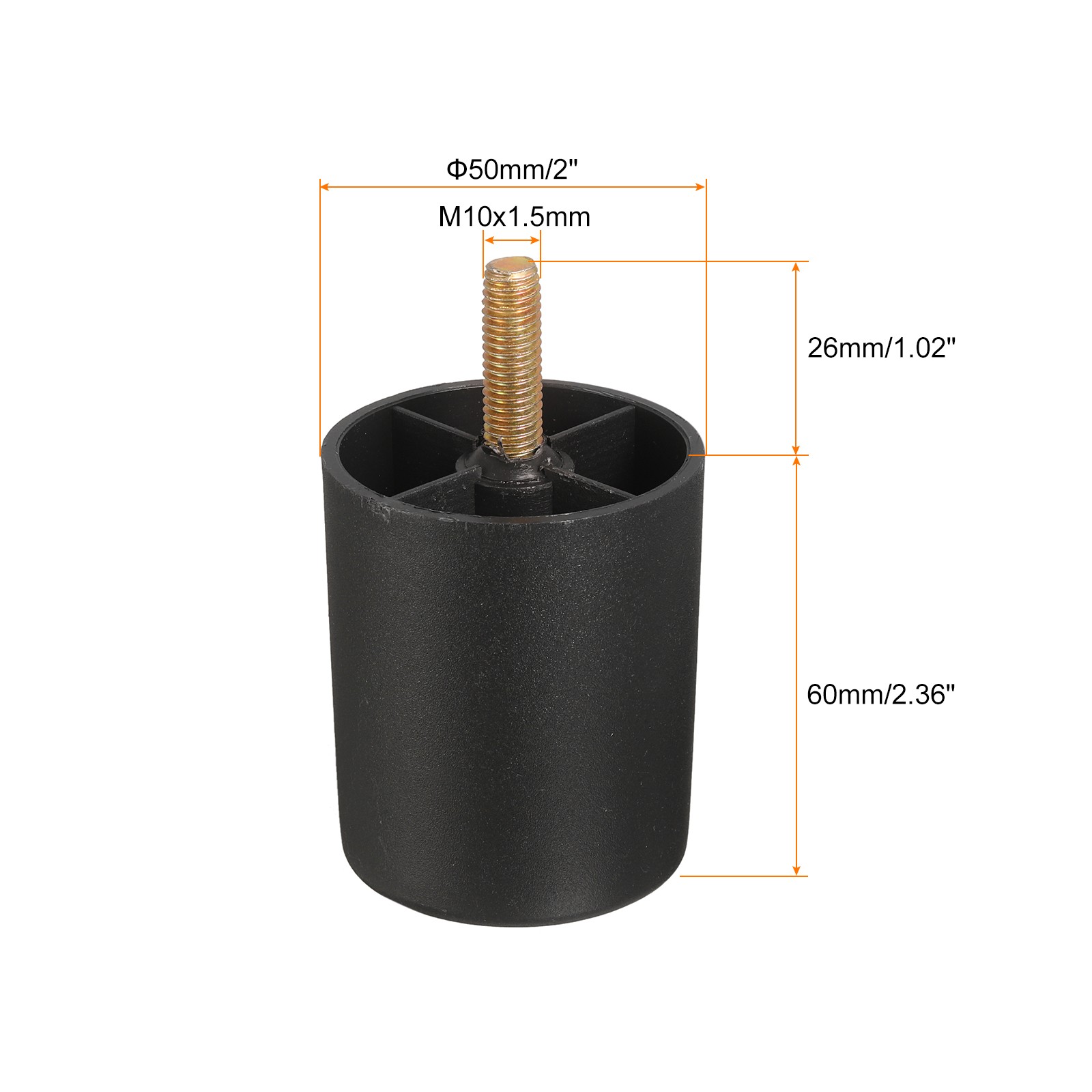 6Pcs 2.36 x 2 Inch Furniture Leg Plastic Tapered Replacement Leg