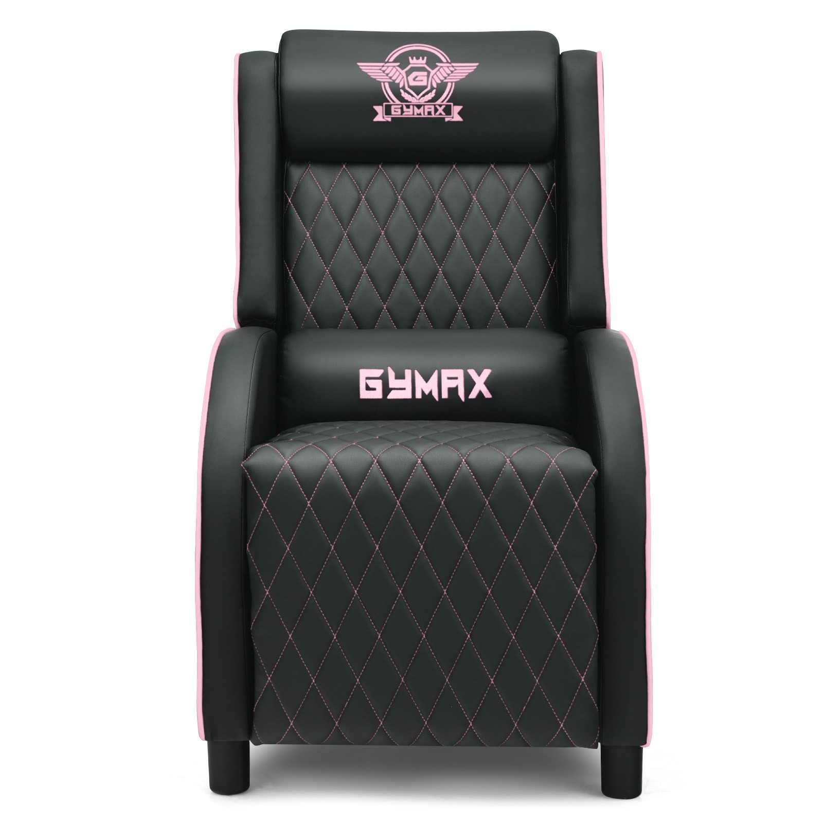 Costway Massage Gaming Recliner Chair Leather Single Sofa Home Theater Seat Pink