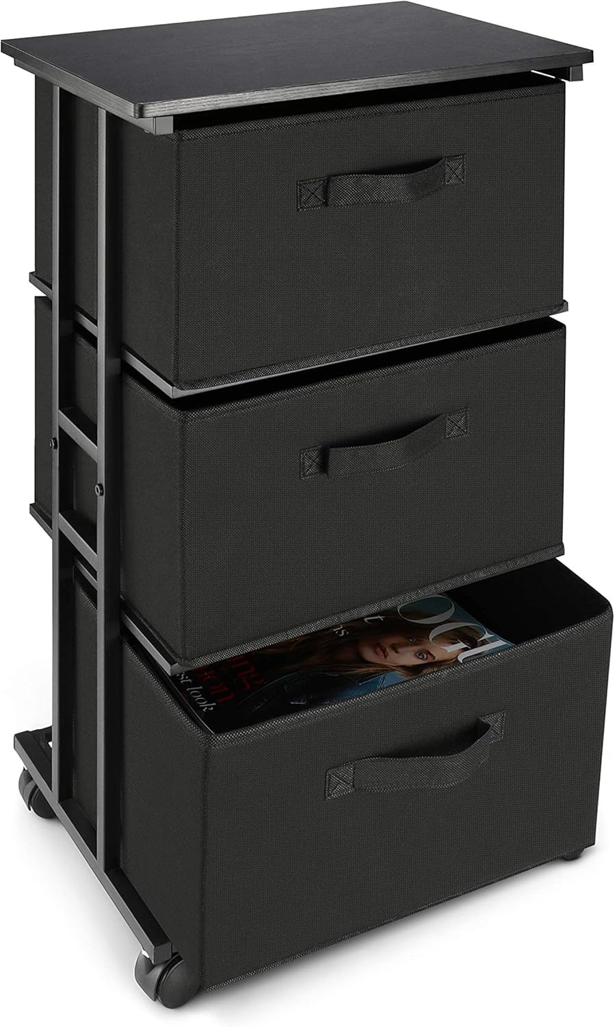 Dresser Storage with 3 Drawers, Fabric Dresser Tower, Vertical Storage