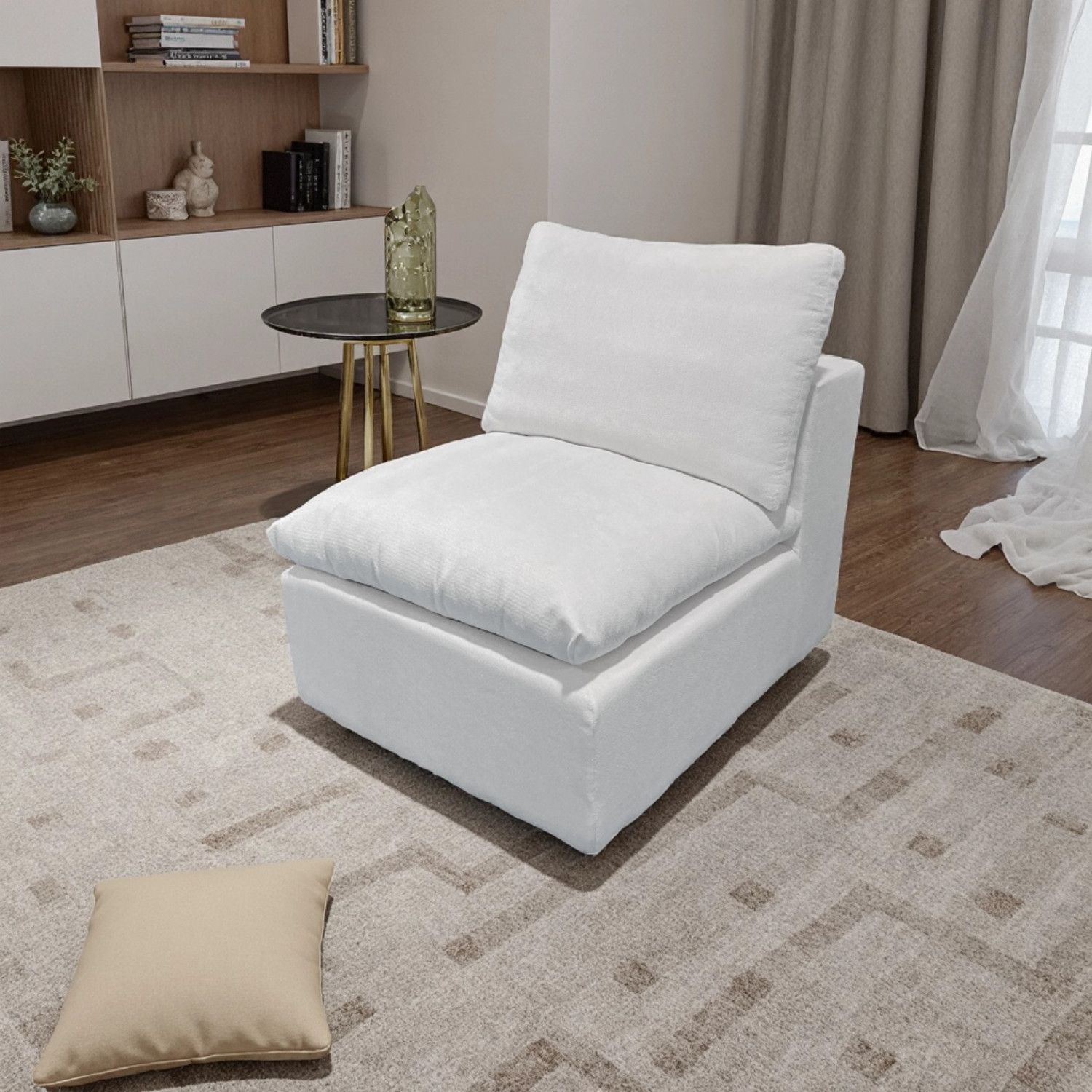 No Assembly Required Oversized Deep Seat Armless Fabric Modular Sectional Sofa