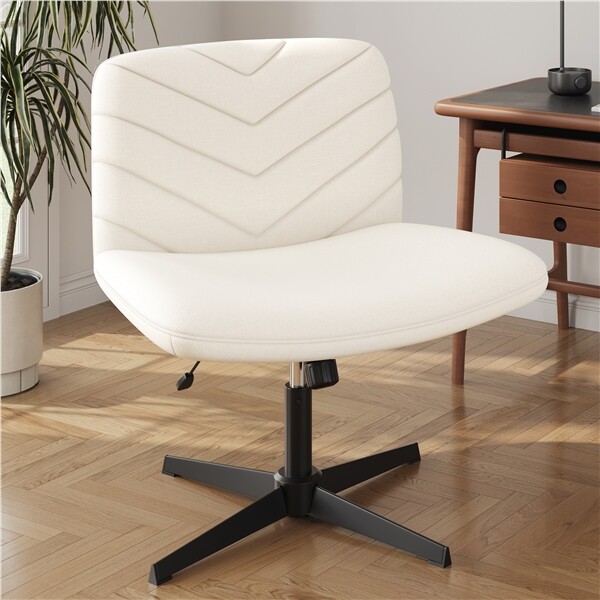 Wide Criss Cross Chair Comfy Armless Swivel Desk Chair for Home Office Bedroom