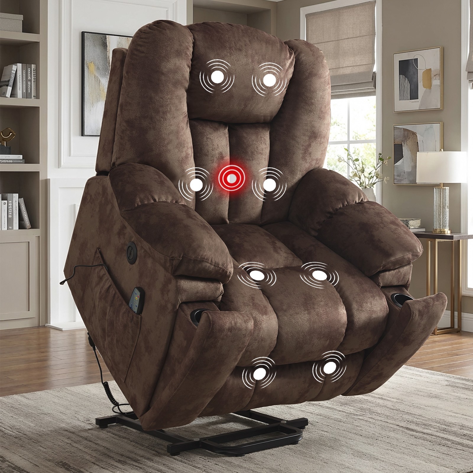 EBELLO Large Power Lift Recliner Chair with Massage & Heat,USB Ports for Elderly