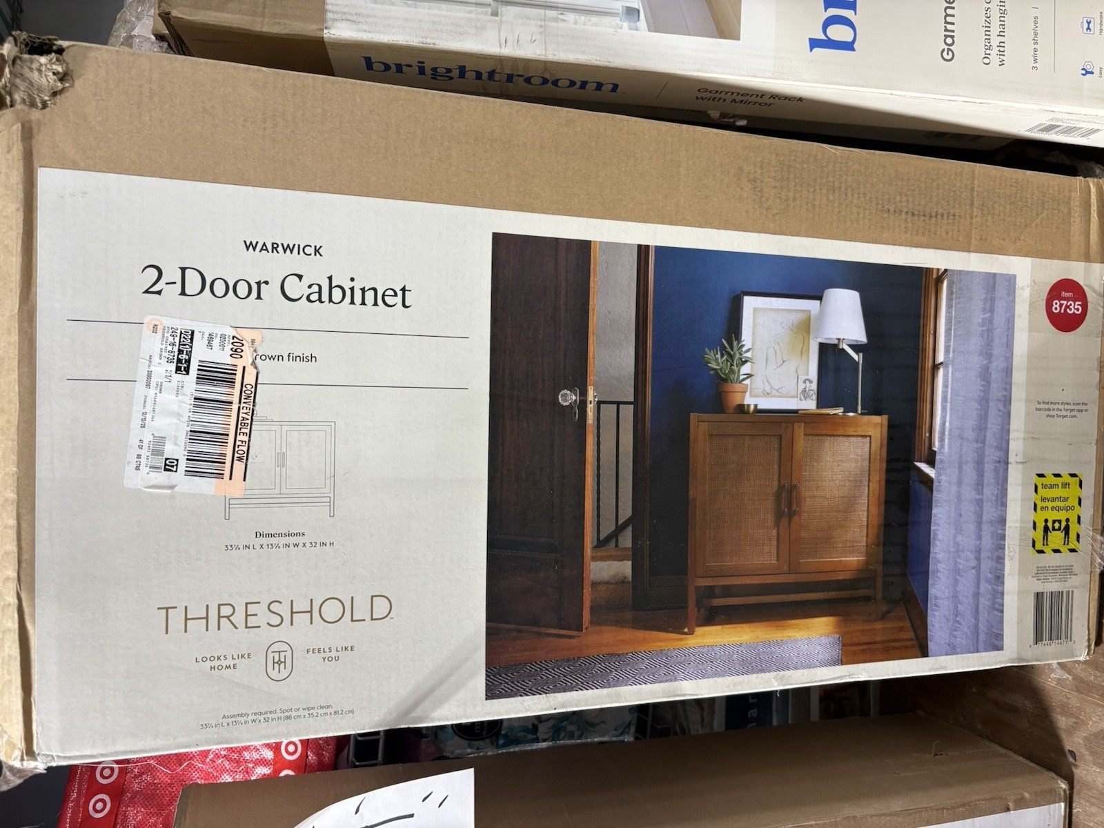 Threshold Warwick 2-Door Cabinet Brown Finish 1 Shelf 30x30x15 7/8″