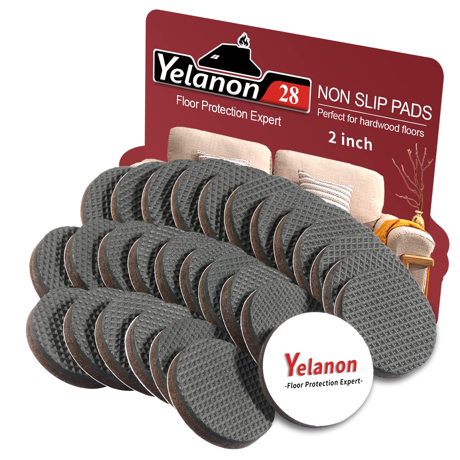 28 PCS 2 Inch Non Slip Furniture Pads Grippers for Hardwood Floors Rubber