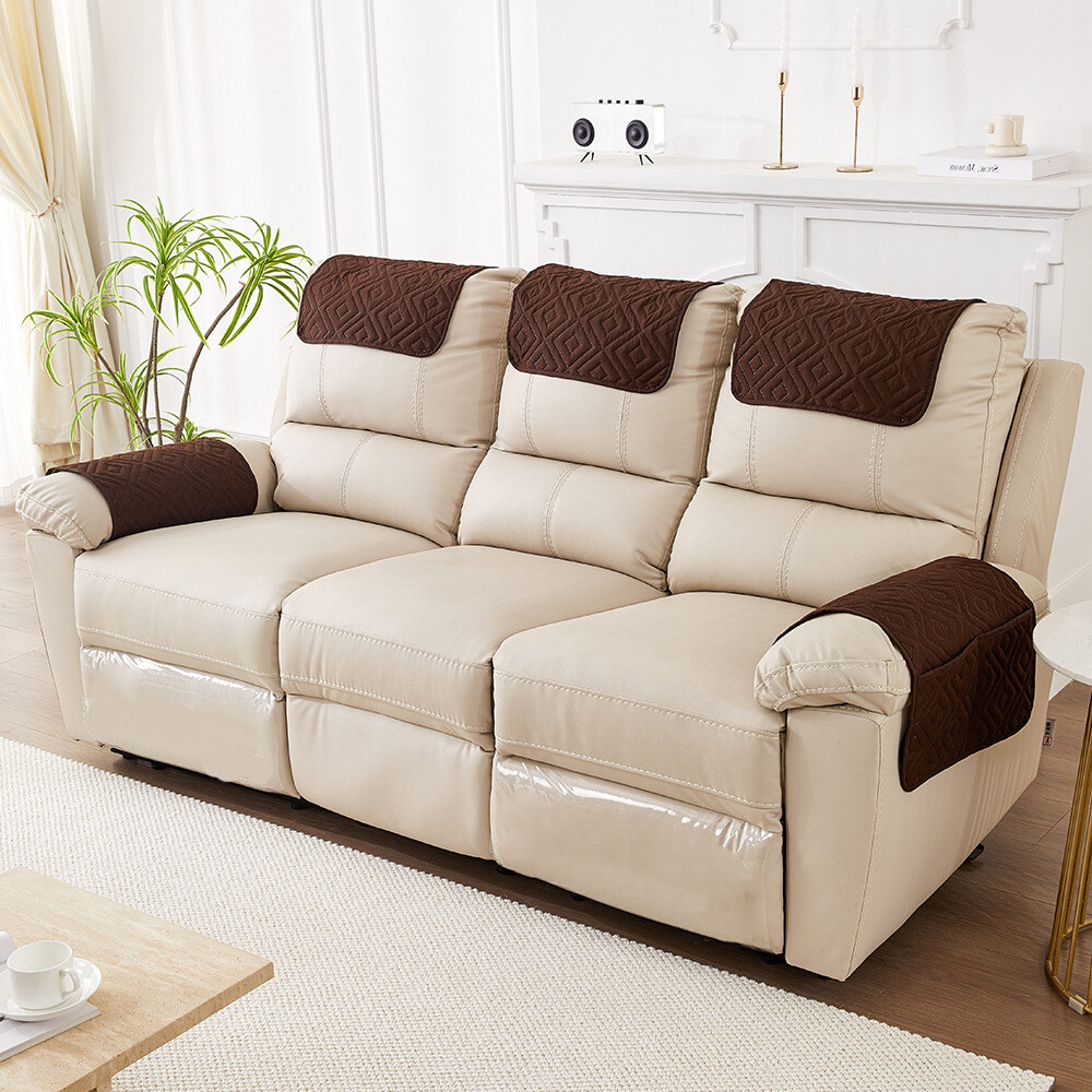 Recliner Headrest Sofa Cover Armrest Cover With Pockets Sofa Headrest Protector