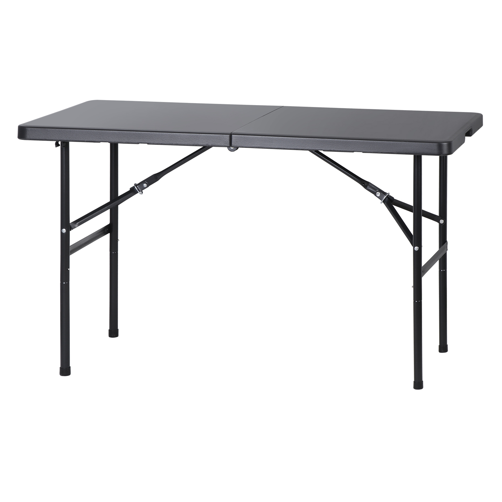 4ft Portable Plastic Folding Table Fold-in-Half for Indoor Outdoor Camping Black
