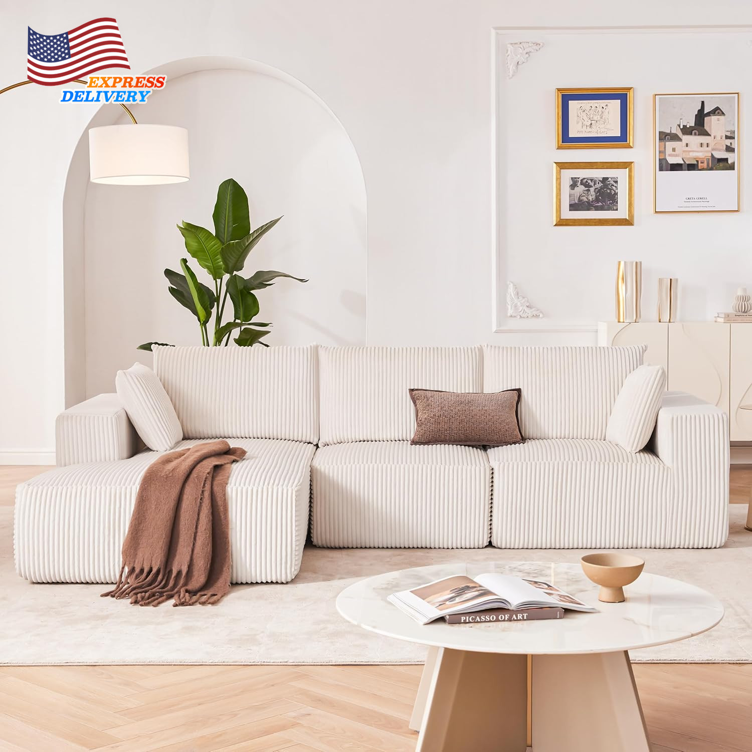 108” Modular Sectional Sofa Cloud Sectional Couch with Deep Seat FREE SHIPPING