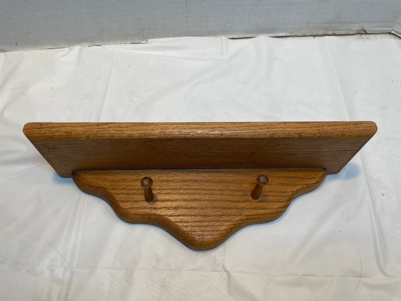 Vintage Wall Shelf Rustic Country Oak Hard Wooden Primitive Decor 13″